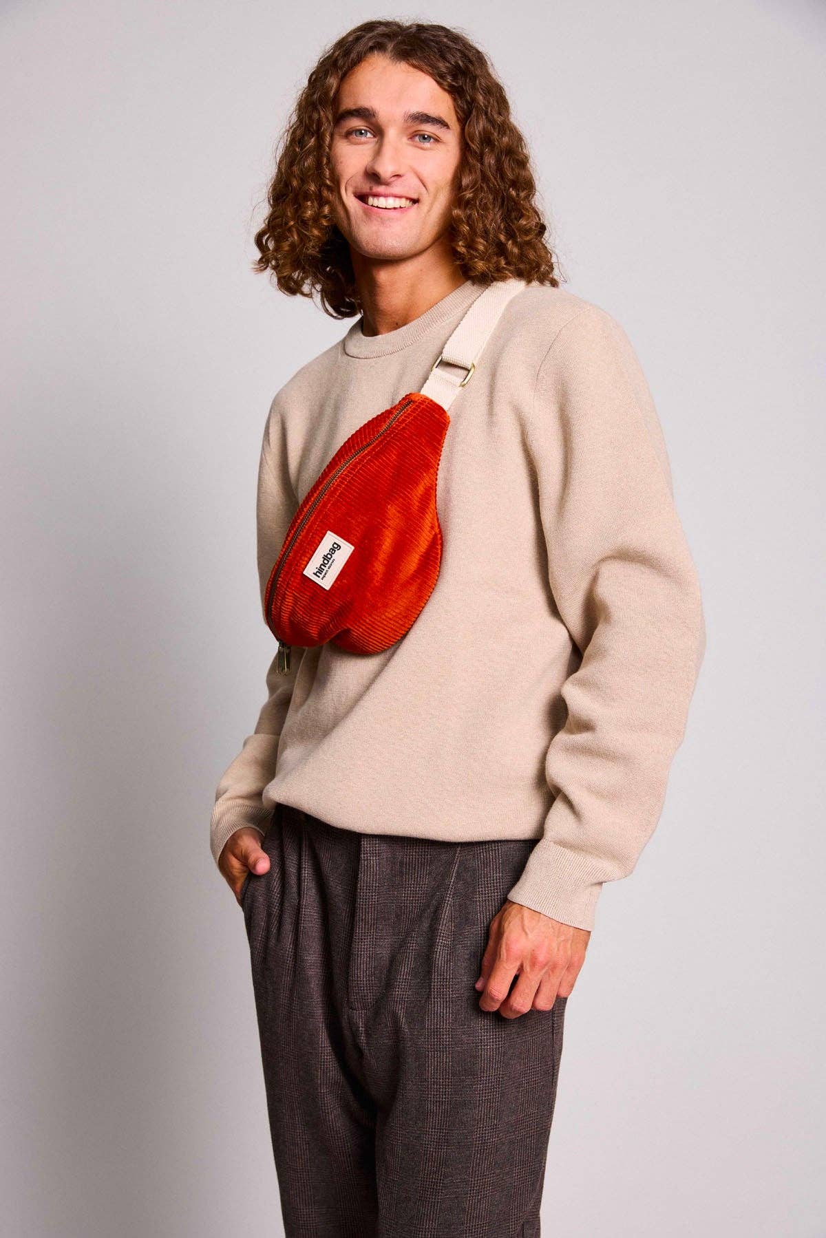 Hindbag – Pochete - Mulher por atacado – Bolsa de cintura Olivia Veludo Tijolo1