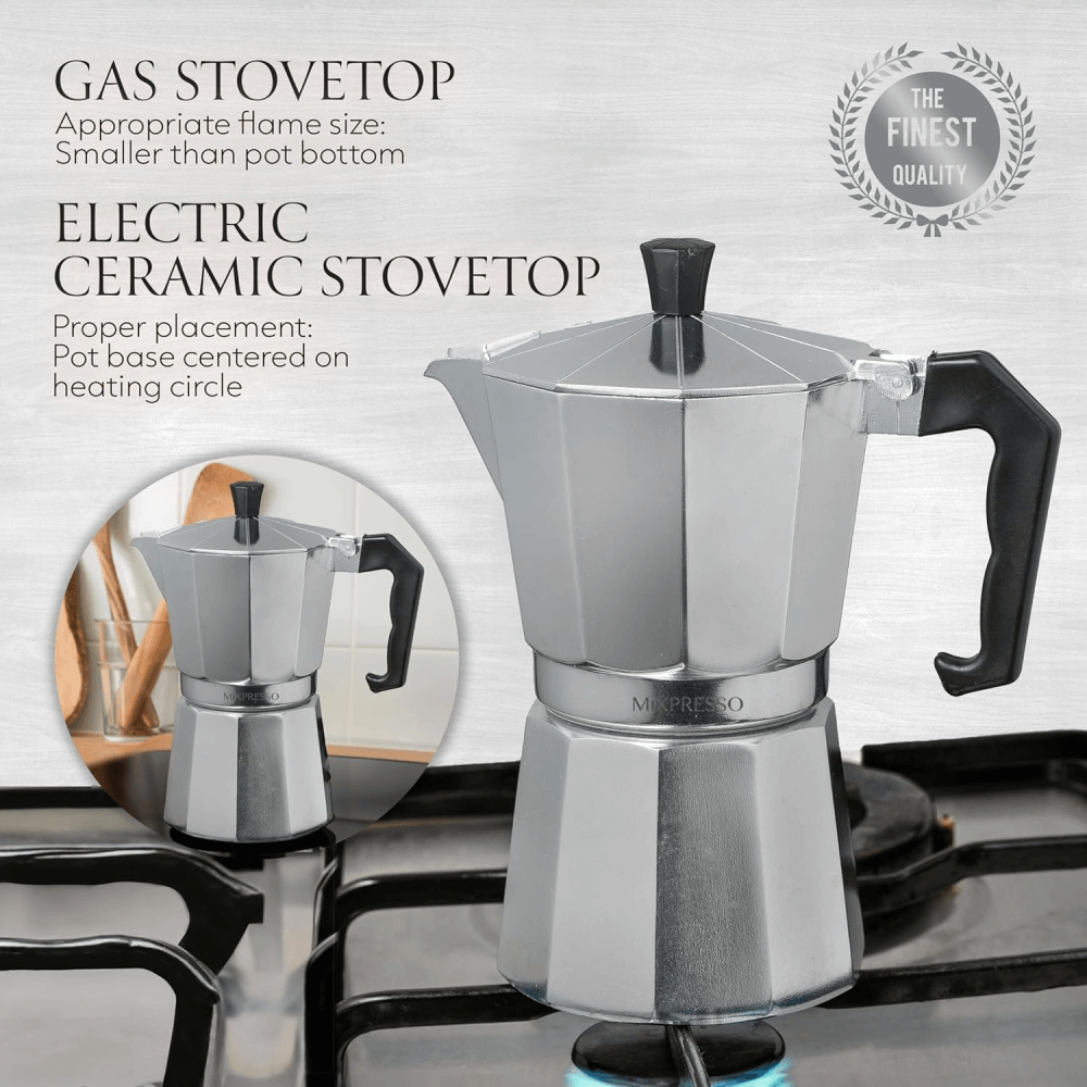 Mixpresso - Wholesale Percolator - Mixpresso 9 Cup Moka Pot Cuban Coffee Maker, Moka Pot for Gas, Electric Stove Top, Classic Italian Coffee Maker, Stovetop Espresso Maker, Camping Pot Makes 9 Espresso Cup 14 Oz7