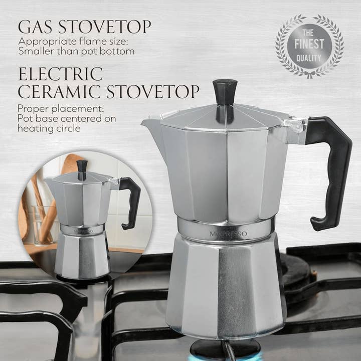 Mixpresso - Wholesale Percolator - Mixpresso 9 Cup Moka Pot Cuban Coffee Maker, Moka Pot for Gas, Electric Stove Top, Classic Italian Coffee Maker, Stovetop Espresso Maker, Camping Pot Makes 9 Espresso Cup 14 Oz7