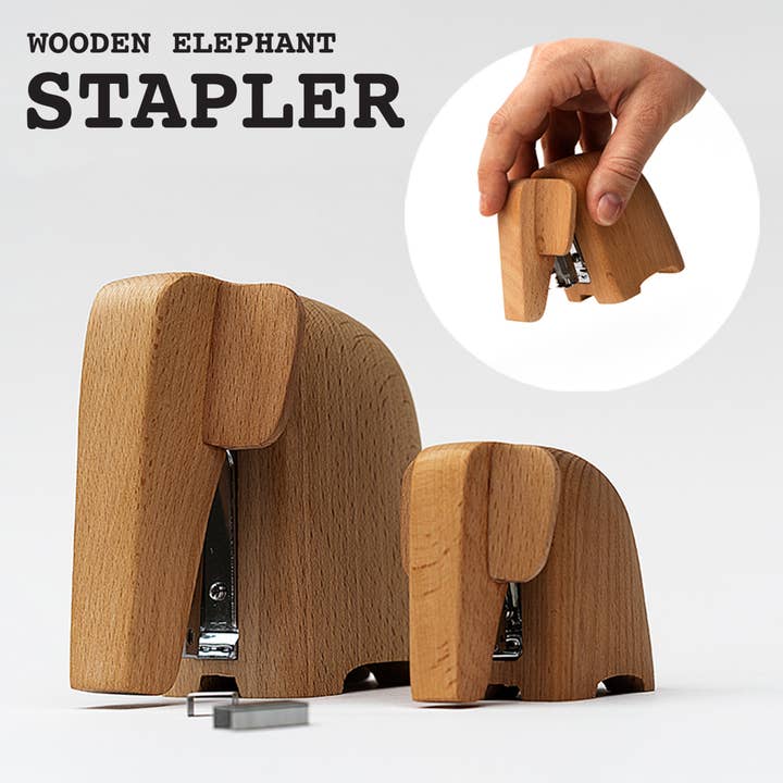 SUCK UK Ltd - USA - Wholesale Stapler - Wooden Elephant Staplers - Mama and Baby1