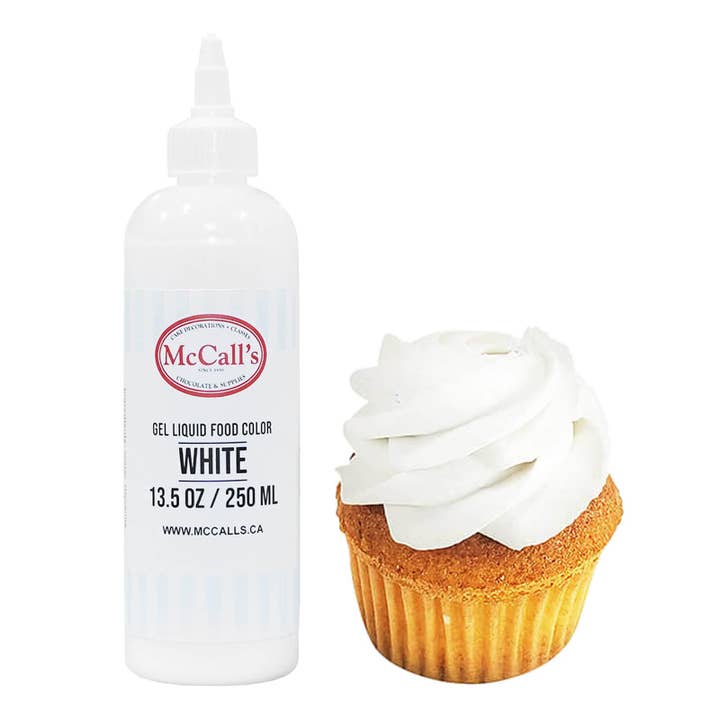McCall's - Vente Glaçages - COLORANT ALIMENTAIRE LIQUIDE EN GEL BLANC 250 ml, 13,5 oz