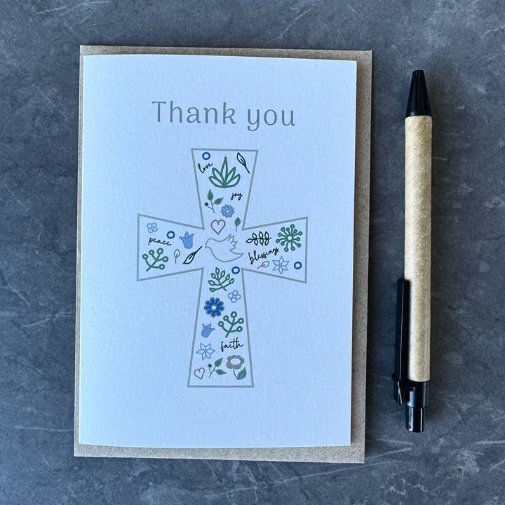 Thank You card for Christian Event, Baptism, Christening for wholesale by Tall Order