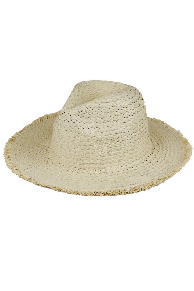 Hana - Wholesale Straw Hat - Women's - Frayed Solid Straw Hat0