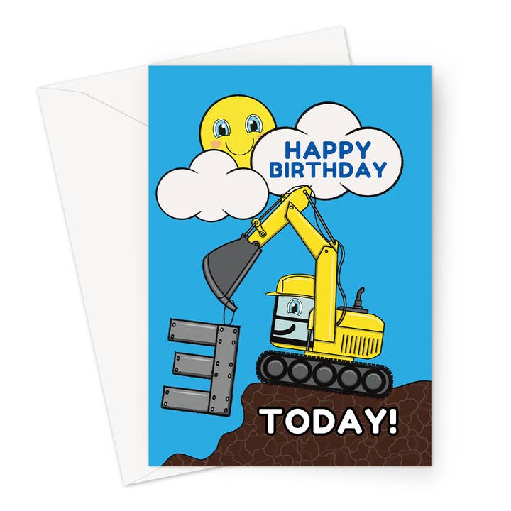 Digger Birthday Card Age 3 | 3rd Birthday | For Boy Or Girl for wholesale by Cupsie's Creations