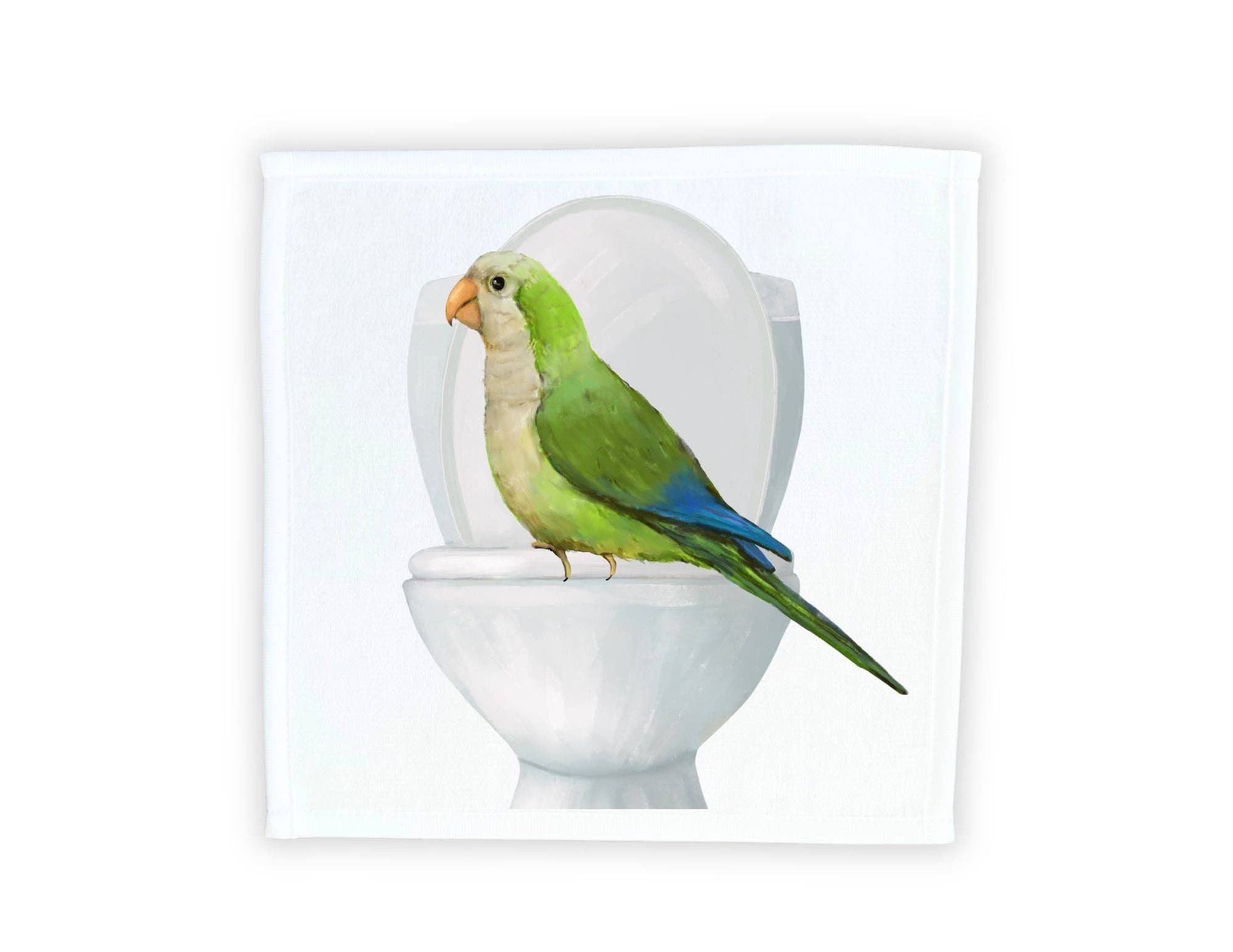 MerikaArt - Wholesale Wash Cloth - Quaker Parrot Toilet Perch Washcloth – A Fun Bird Lover's Essential1