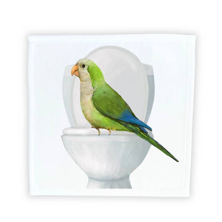 MerikaArt – Engroshandel Vaskeklud – Quaker Parakit Toilet Siddepind Vaskeklud – En Sjov Nødvendighed for Fugleelskere1