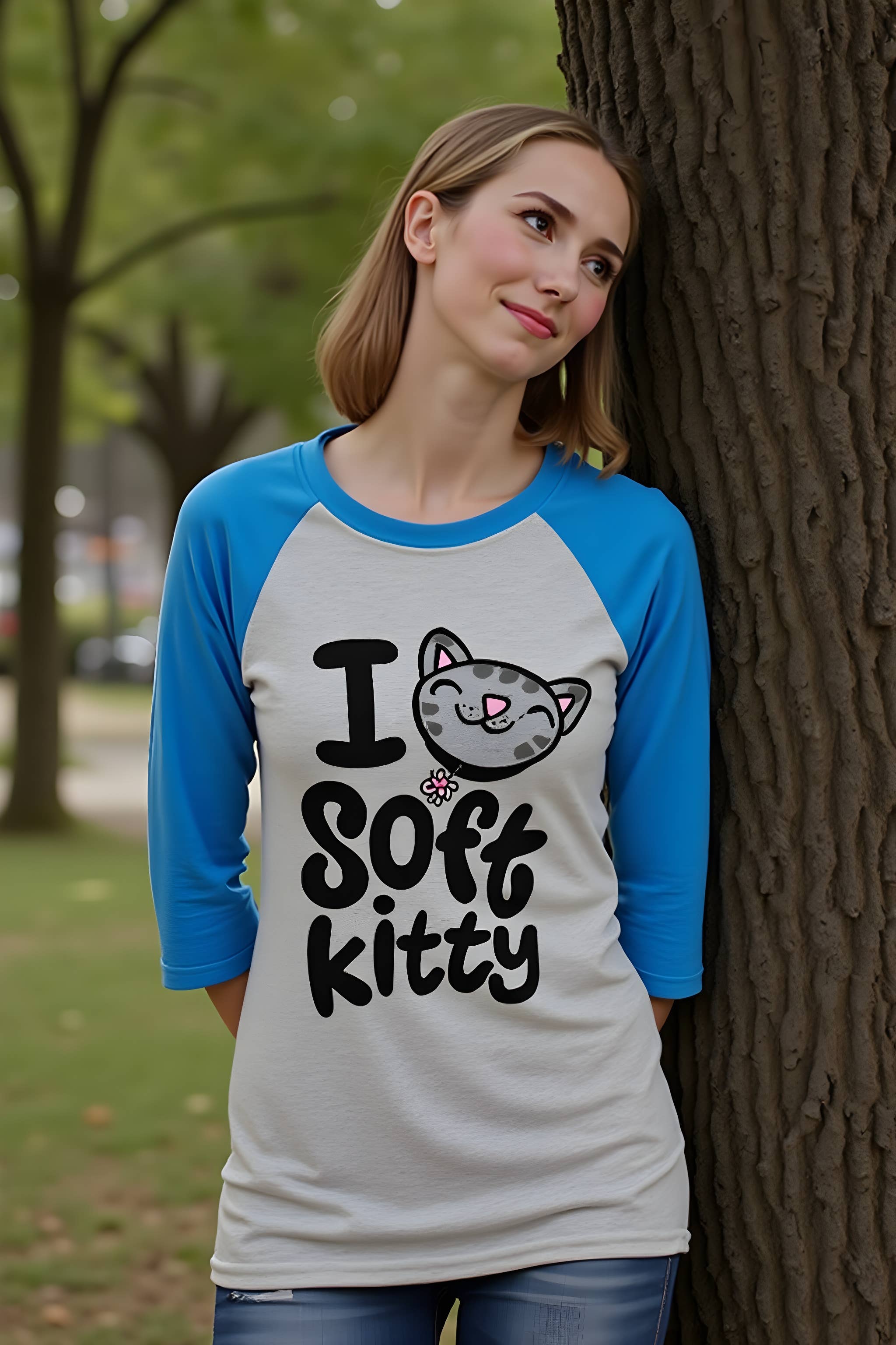 Official Store – wholesale Screen printed t-shirt – Women′s – Big Bang Theory - Soft Kitty Women's Juniors Baseball Tee3