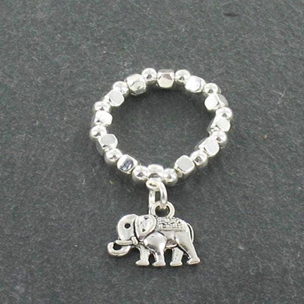 Elephant Charm Ring In Silver Plate for wholesale by Suzie Blue Canada