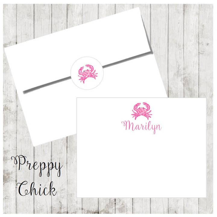 Tarjetas de notas personalizadas con cangrejo, set de papelería elegante de 24. para venta al por mayor de Moman Sales, Inc.