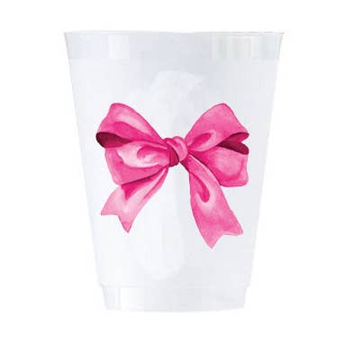 In Stock Pink Bow Shatterproof Cups for wholesale by WH Hostess Social Stationery