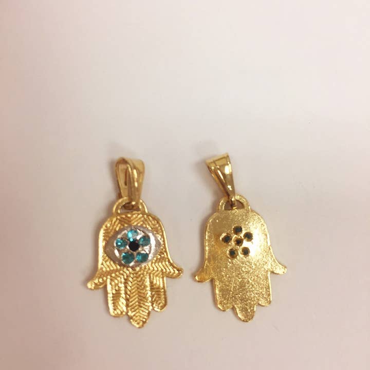 The Bead Bazaar - Wholesale Individual charm/pendant - 18K GF Large Hanging Hamsa Pendant For Necklace, Hamsa Hand Charm, Hand of Fatima, Hamsa Jewelry, Evil Eye Charm, Bulk Charms For Jewelry Making1