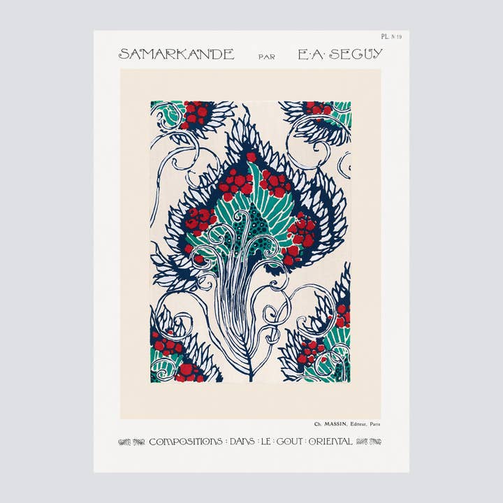 Padrão botânico pochoir Samarkande PL 19 (1914) Impressão de arte por atacado de Milisima Studio