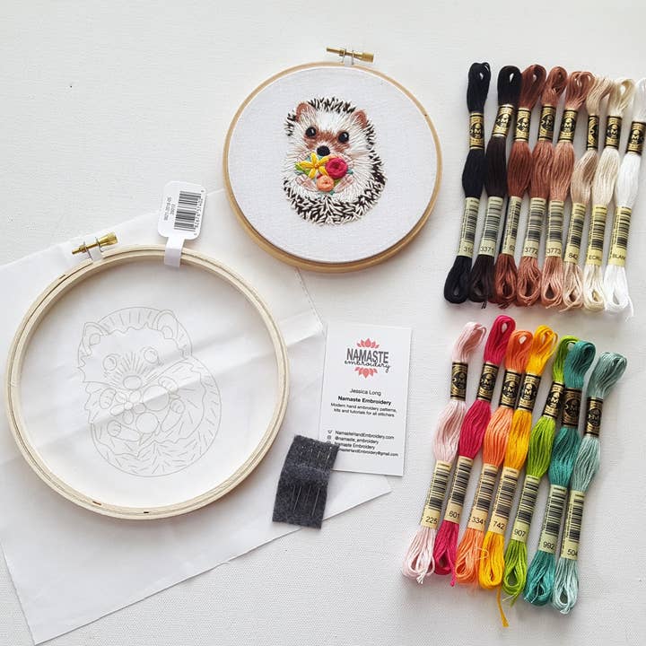 Jessica Long Embroidery - Wholesale Embroidery/Cross Stitch Supplies - Hedgehog Embroidery Kit