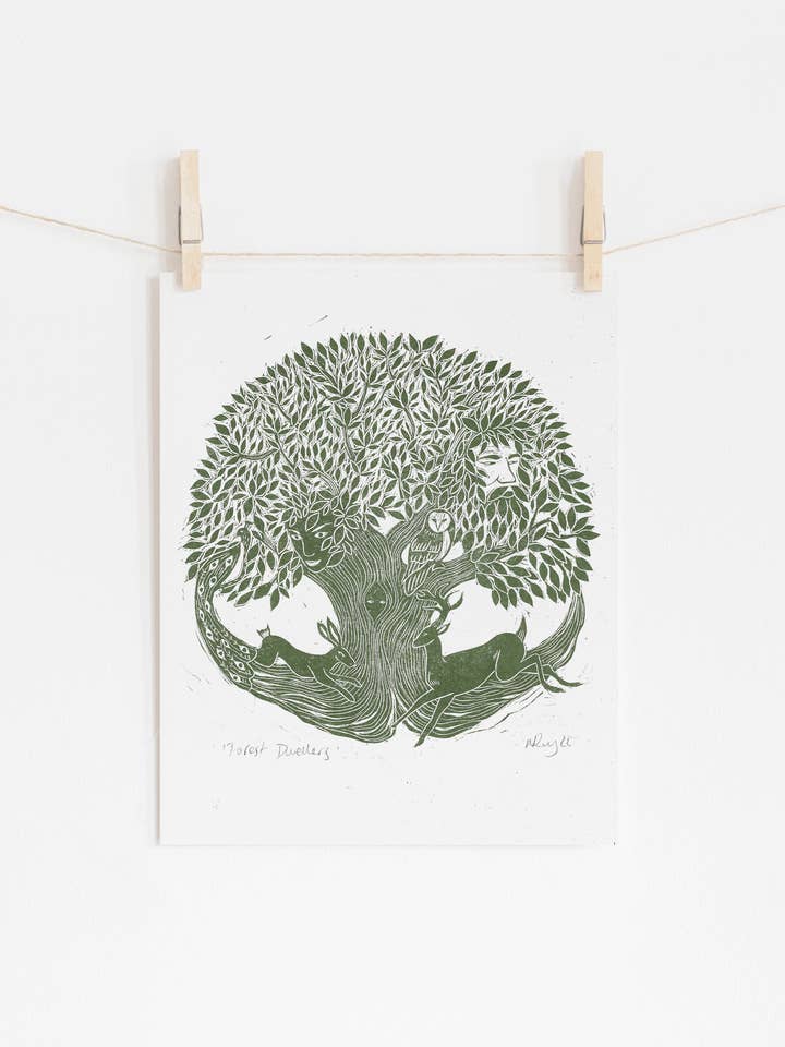 Bosbewoners riso, levensboom, natuur, heidens, bosland voor wholesale door Prints by the Bay