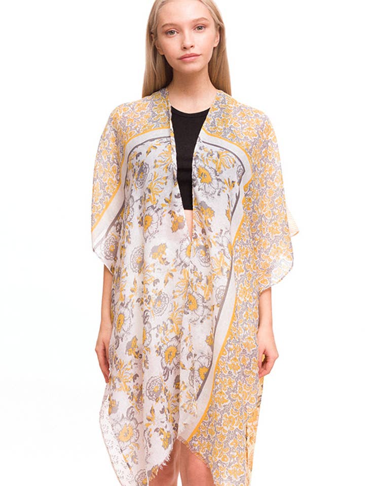 Multi Floral Print Summer Kimono Cover Up for wholesale by Hana