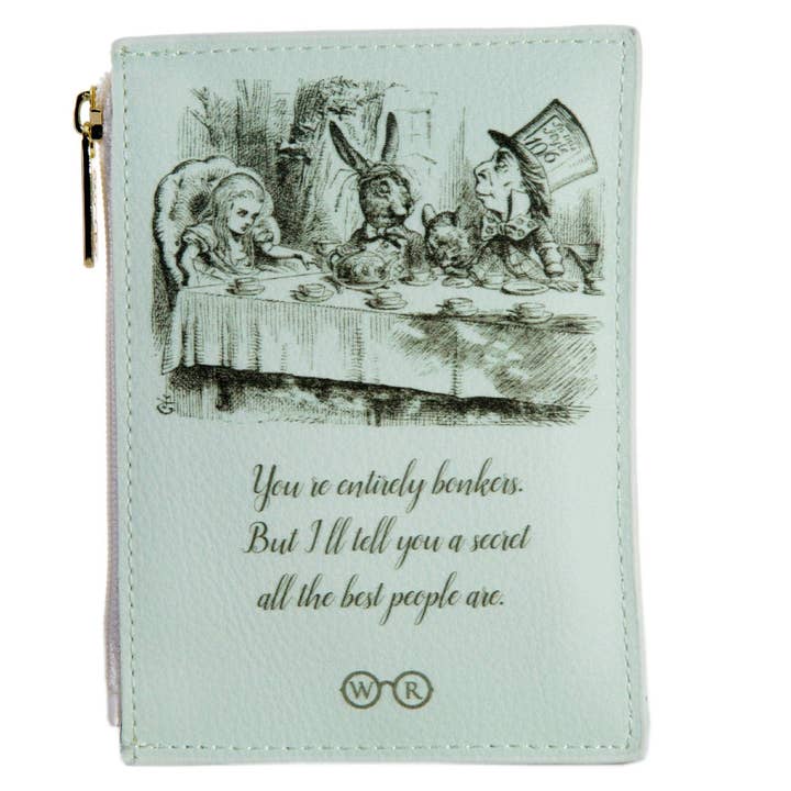 Well Read Company - Wholesale Coin Purse - Women's - Alice In Wonderland Turquoise Book Coin Purse Vegan Wallet