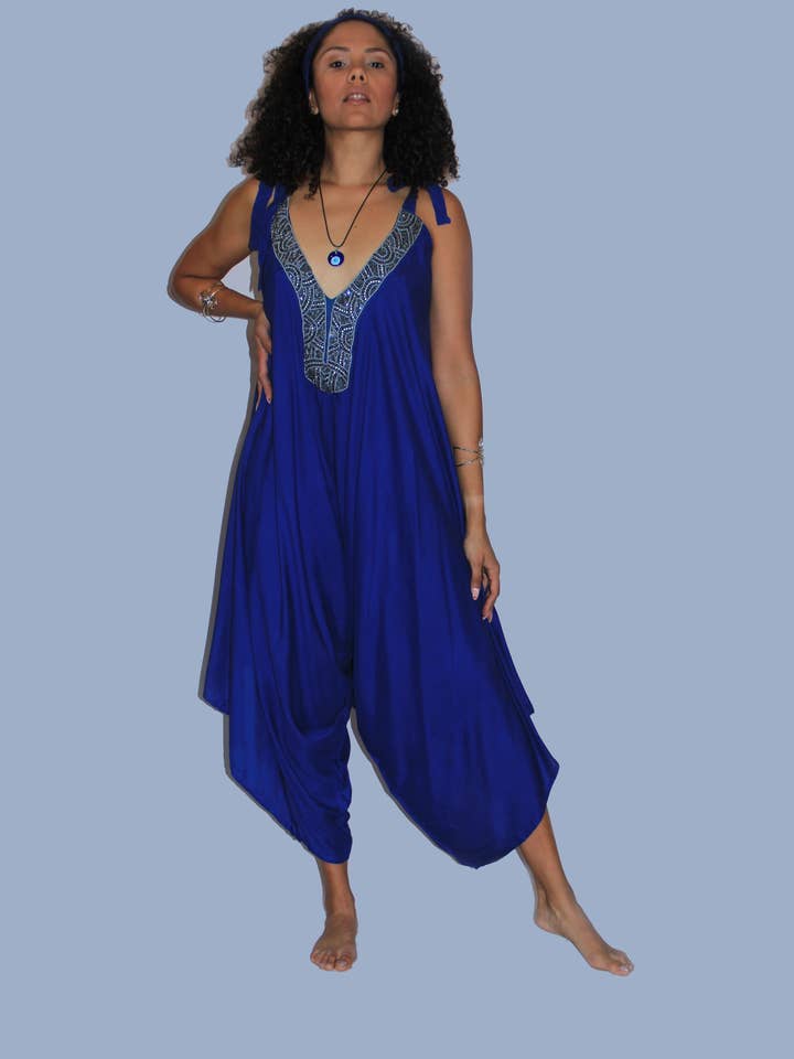 Baladev Plain Jumpsuit with neck decoration for wholesale by Baladev Boutique