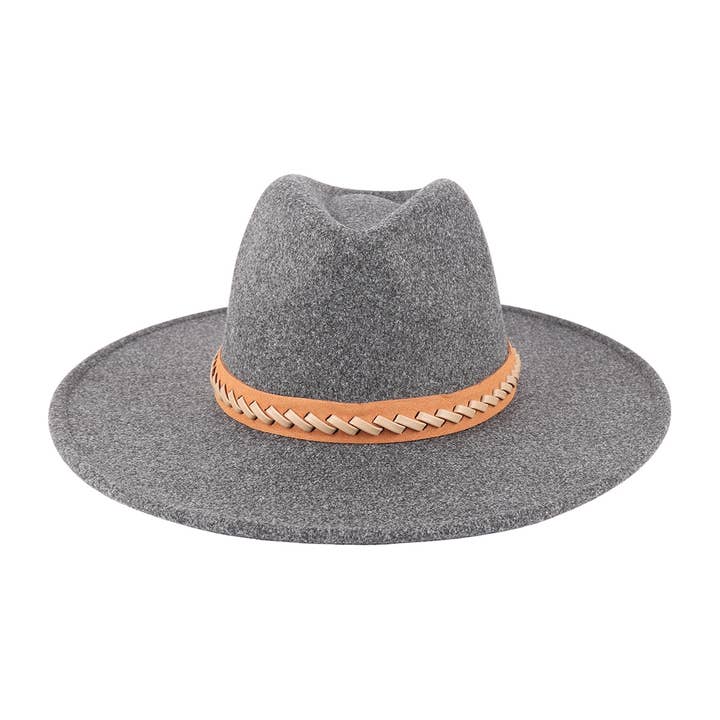 Pink Irene Wholesale - Wholesale Fedora - Women's - FELT FASHION BRIM HAT WITH LEATHER BRAIDED TRIM8