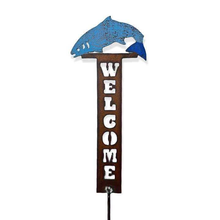 Whimsies - Wholesale Tuin/gazongrondpennen/pinnen - Forel welkomstbord plant staak tuin gazon patio decor LAKE