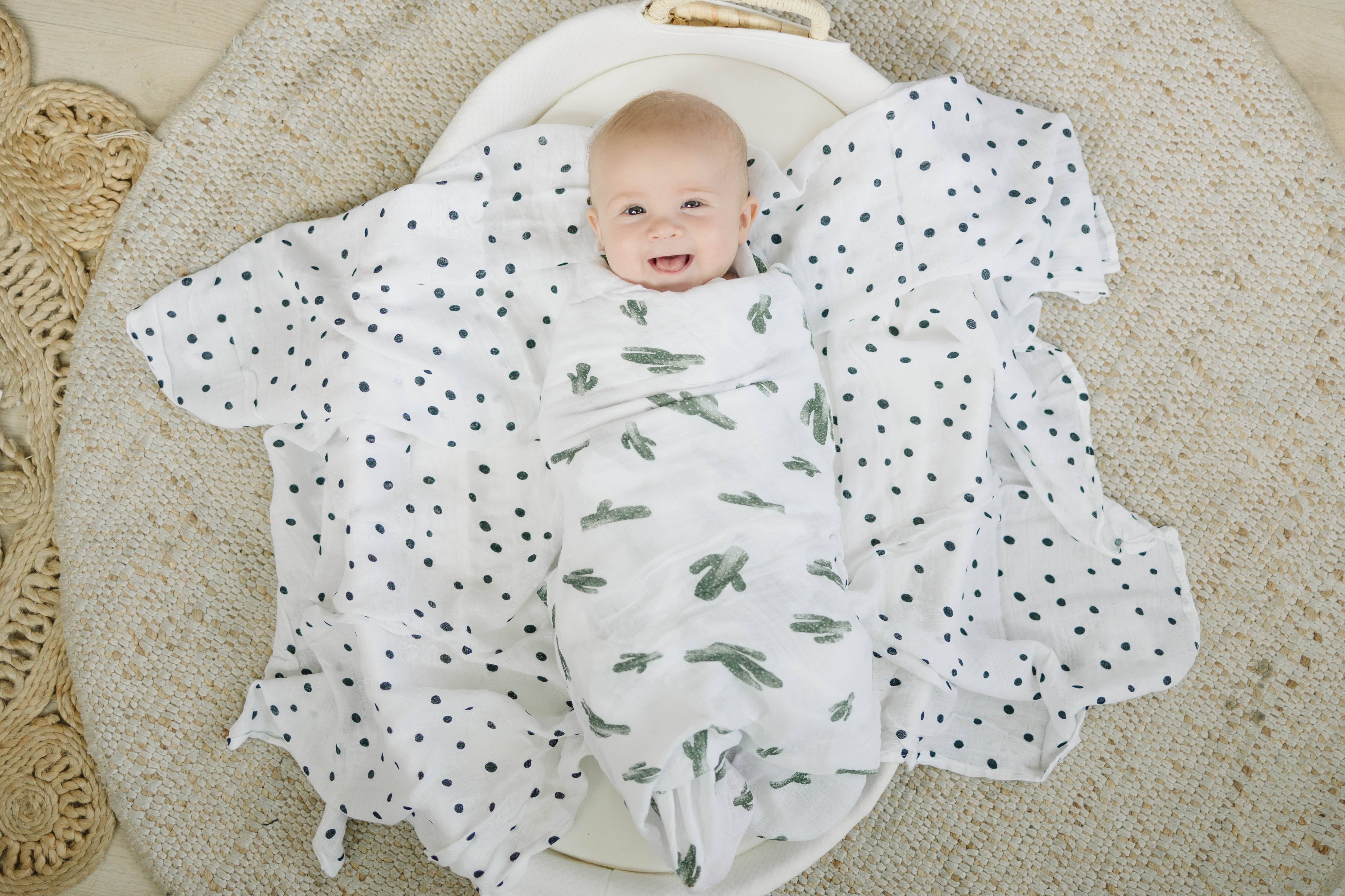 Bebe au Lait - Wholesale Swaddle Set - Baby - Saguaro + Dottie Oh-So-Soft Muslin Swaddle Blanket Set4