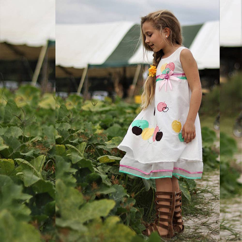 SISSYMINI - Wholesale Dress - Kids - Apple Applique Organza Ruffles Dress 878-2833