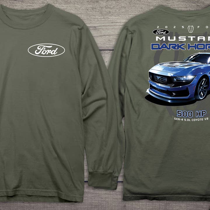Artopia – wholesale Screen printed t-shirt – unisex – 25 Ford Mustang Dark Horse With Crest Long Sleeve Tee7
