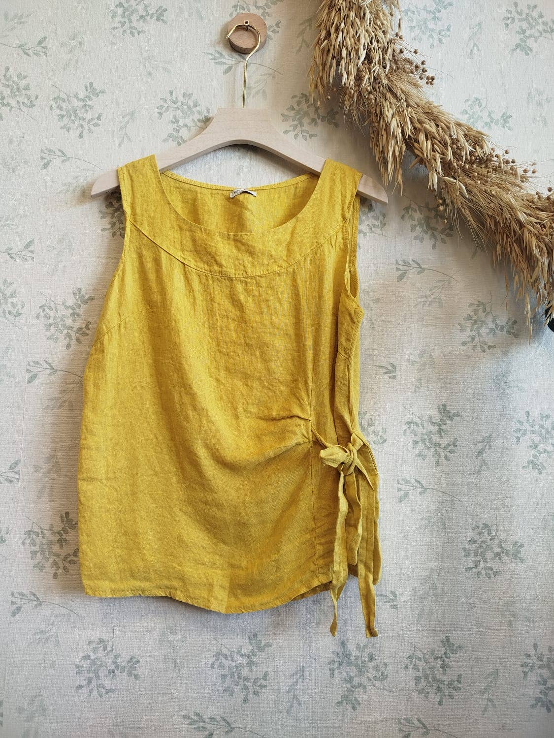 Linos y Textiles - Wholesale T-shirt (Zonder tekening) - Dames - REF: T-shirt van 100% linnen met zijstrik2