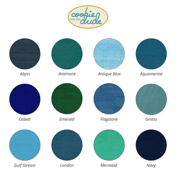 Dupioni Silk - Cool Palette - Scrunchie with bow for wholesale by Cookie & the Dude