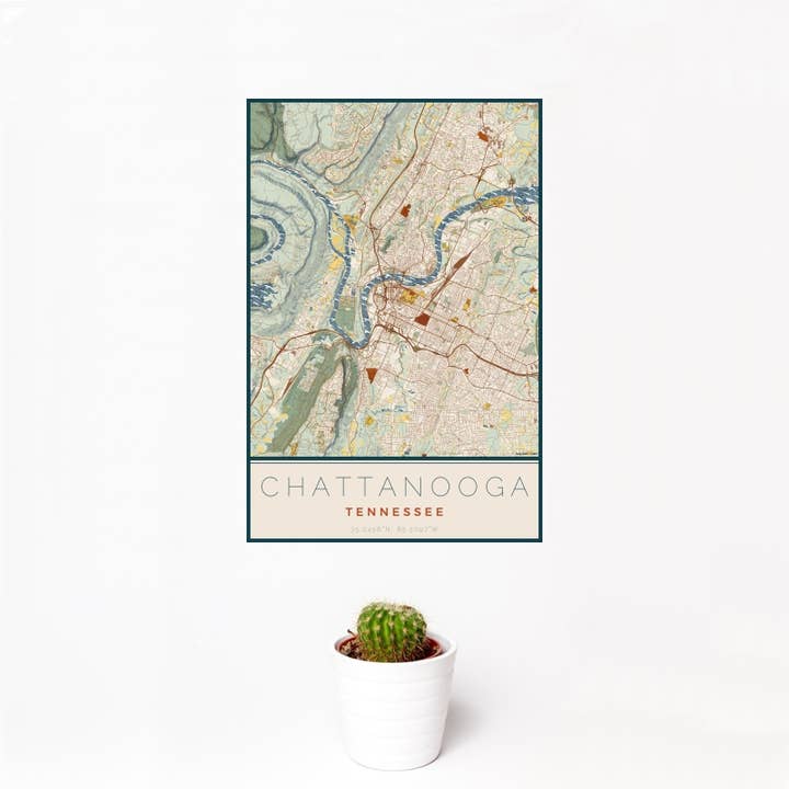 Chattanooga TN Map Print Woodblock for wholesale by JACE.design