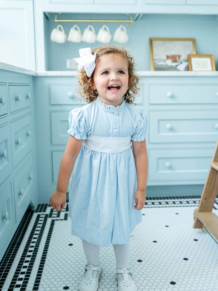 Blue Velvet Holiday Dress for wholesale by Ruth and Ralph