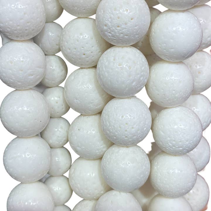 White Sponge Coral - (Polished) - Round/ Smooth for wholesale by The Bead District