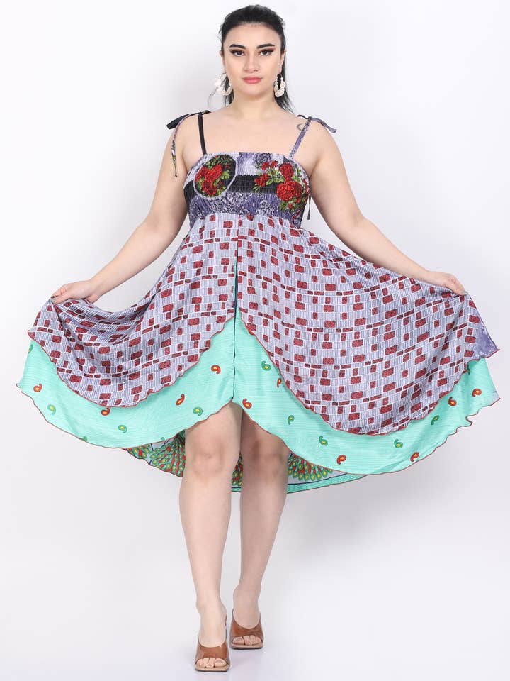 Wevez - Wholesale Dress - Women's - Women Spaghetti Strap Smocked Ruffle Hem Boho Dress Mix Lot2