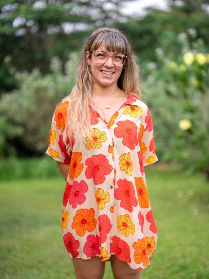 Women’s Oversized Shirt in Neutral Hau for wholesale by Paradise Now Hawaiʻi