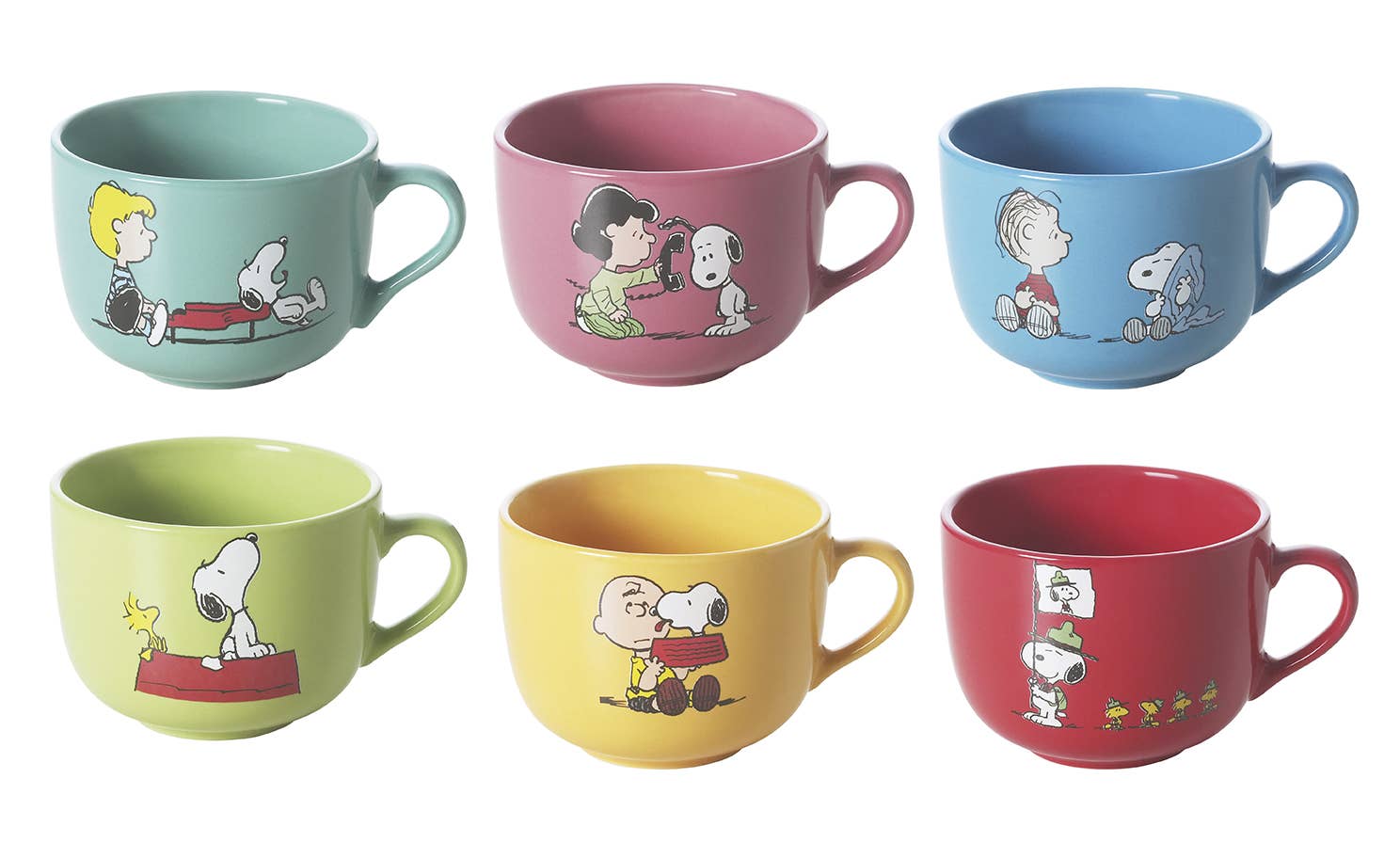 Set of 6 Assorted Jumbo Snoopy Mugs. for wholesale on Faire0