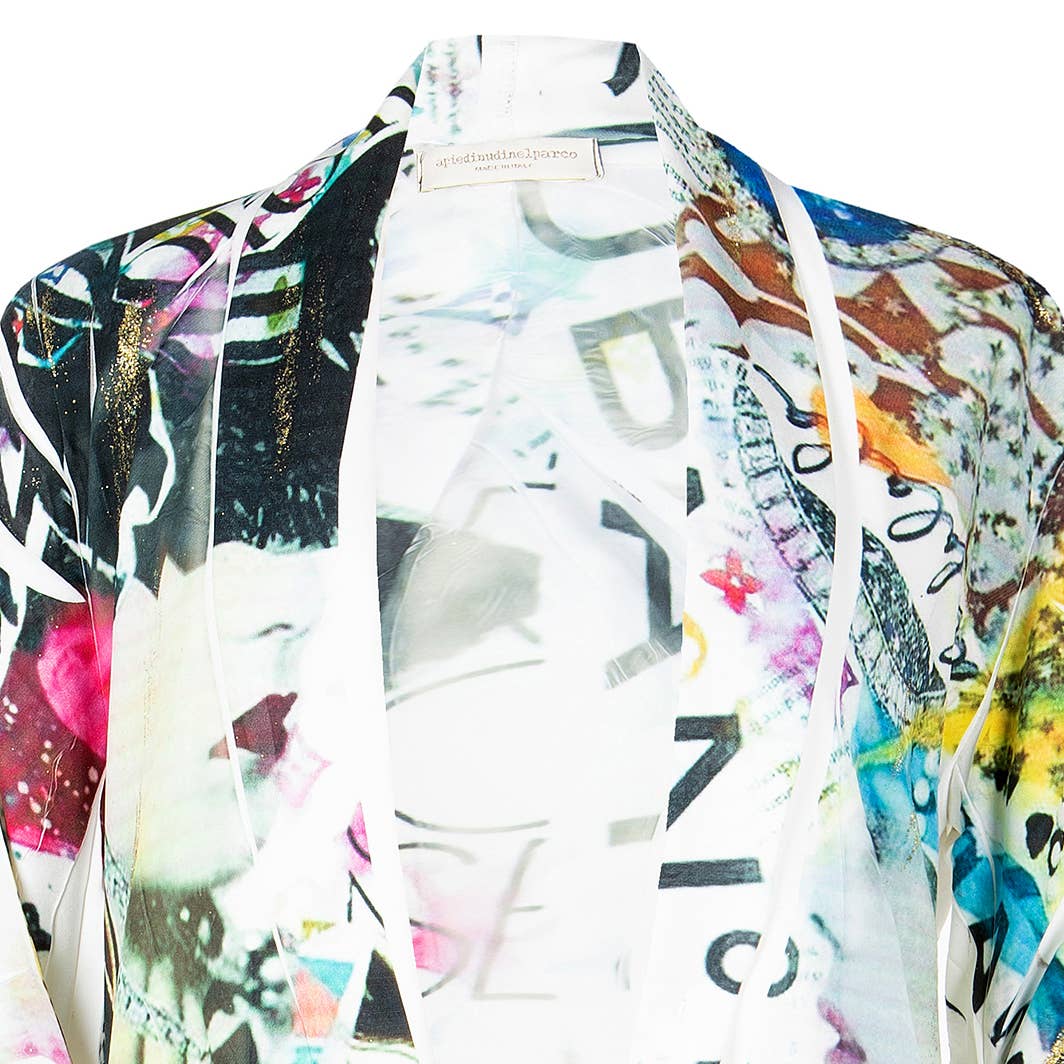 apiedinudinelparco - Vendita all'ingrosso Giacca - Donna - GIACCA BLAZER DONNA MANICHE ARRICCIATE FANTASIA STREET ART 1