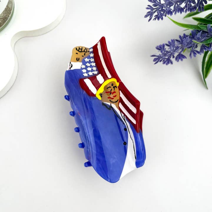 Blue Creative American Character Acetate Hair Claw Clip for wholesale on Faire3