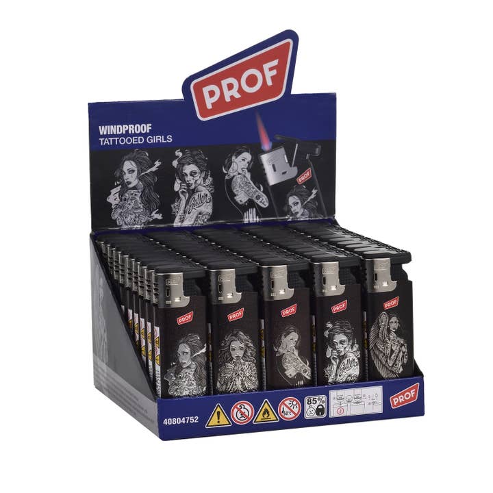 PROF - Wholesale Lighter - PROF TATTOOED GIRLS SLIDECAPLIGHTER DL50