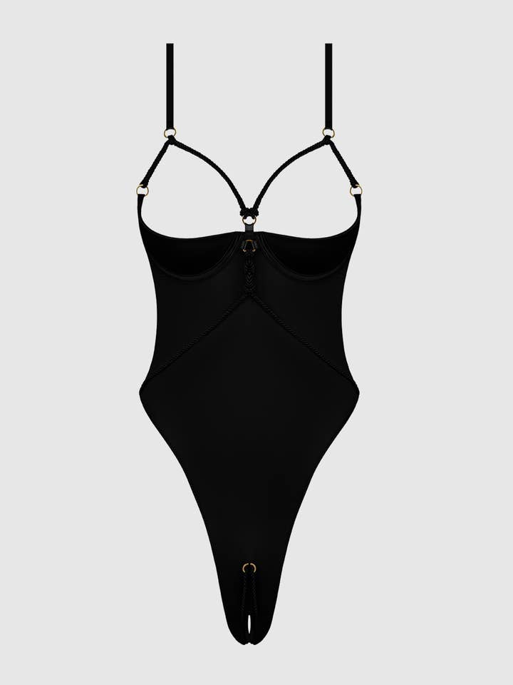 House of Desire - Wholesale Lingerie bodysuit – Women's - IRYNA SILKY MICRO & ROPE CROTCHLESS TEDDY3