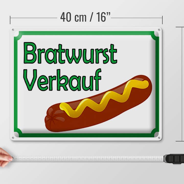 Femer - Vendita all'ingrosso Cartelli - Targa in latta 40x30cm Bratwurst sale restaurant3