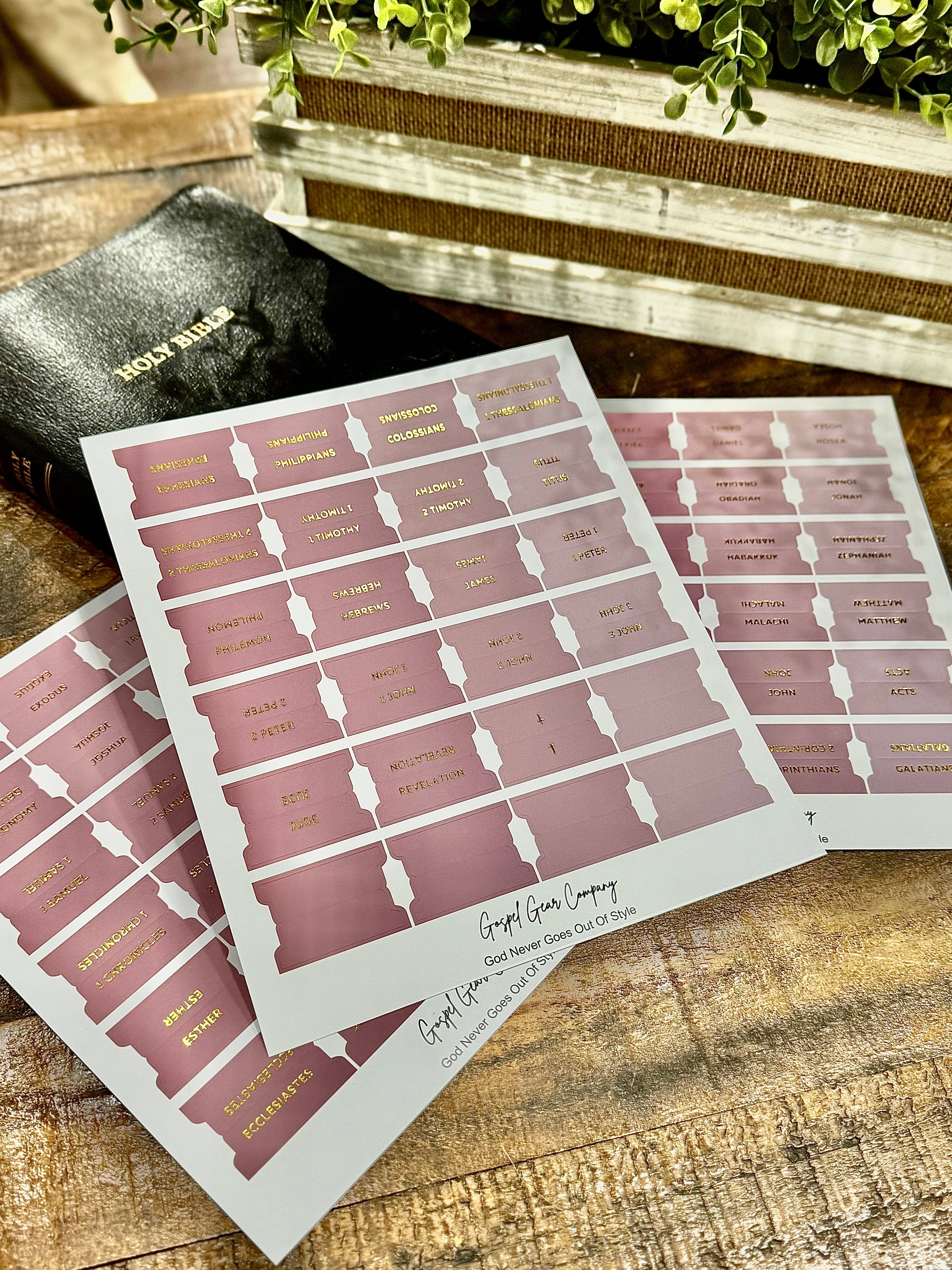 Gospel Gear Co - Wholesale Bookmark - Gold Foil Dusty Rose Matte Bible Tabs3