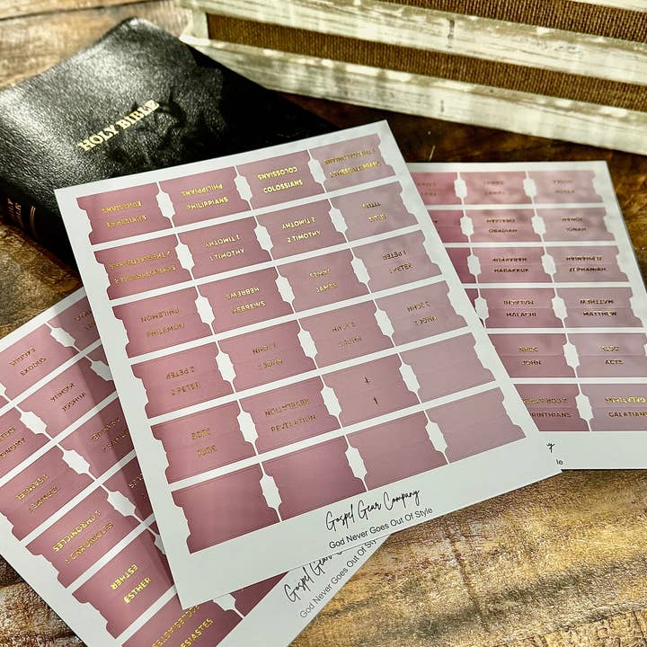 Gospel Gear Co - Wholesale Bookmark - Gold Foil Dusty Rose Matte Bible Tabs3