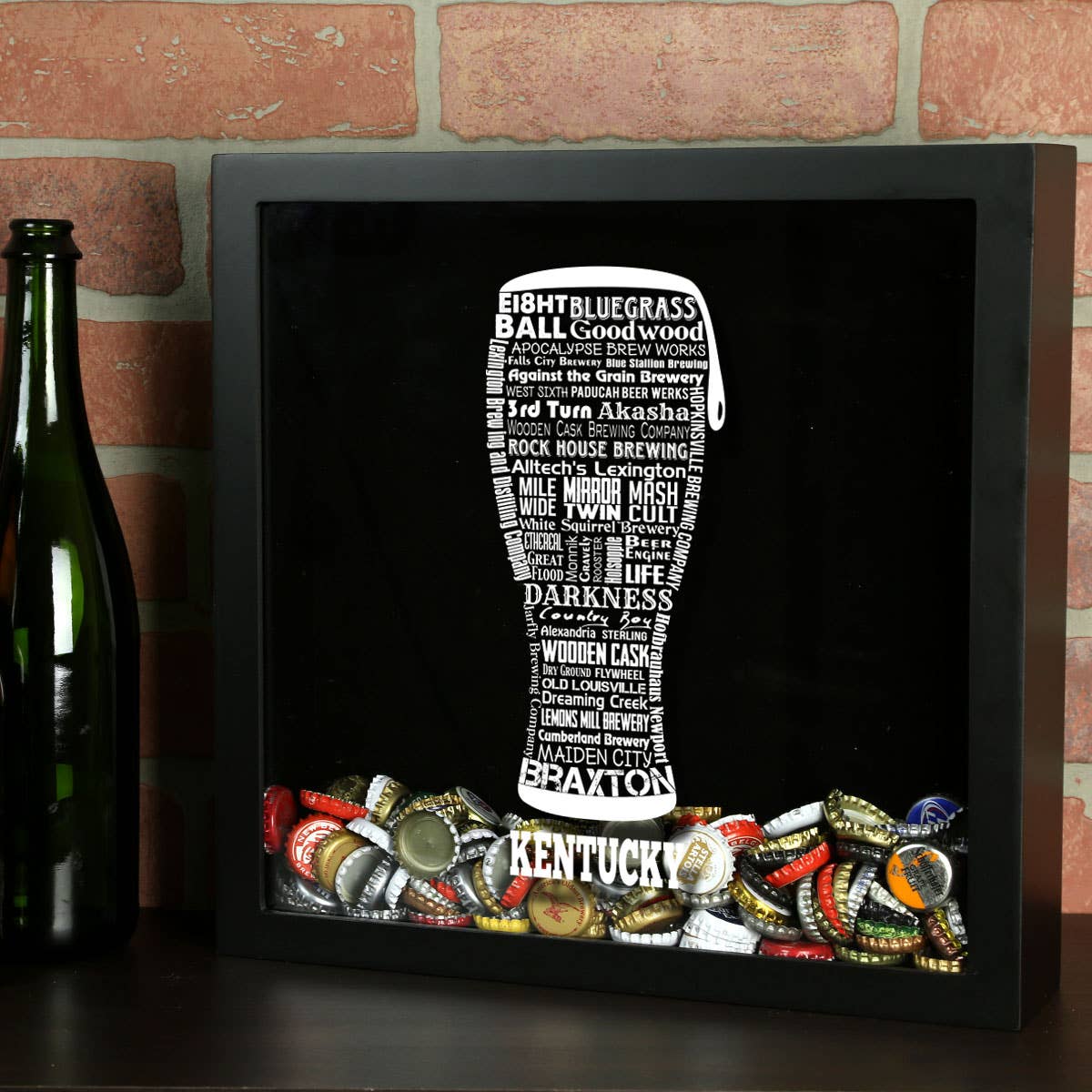 Torched Products - Vendita all'ingrosso Decorazione da parete 3D - State Beer Cap Shadow Box, nero, tipografia della birra artigianale72