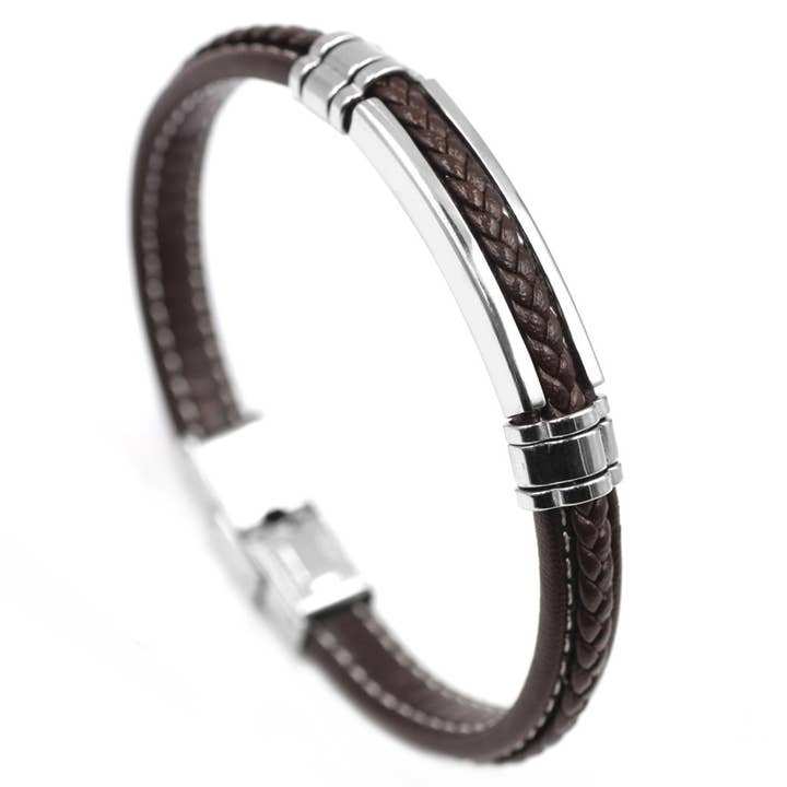 Classic Men's Leather and Steel Bracelet - B-138 and other Purchase Wholesale pulseiras masculinas. Free Returns & Net 60 Terms on Faire trending on Faire.