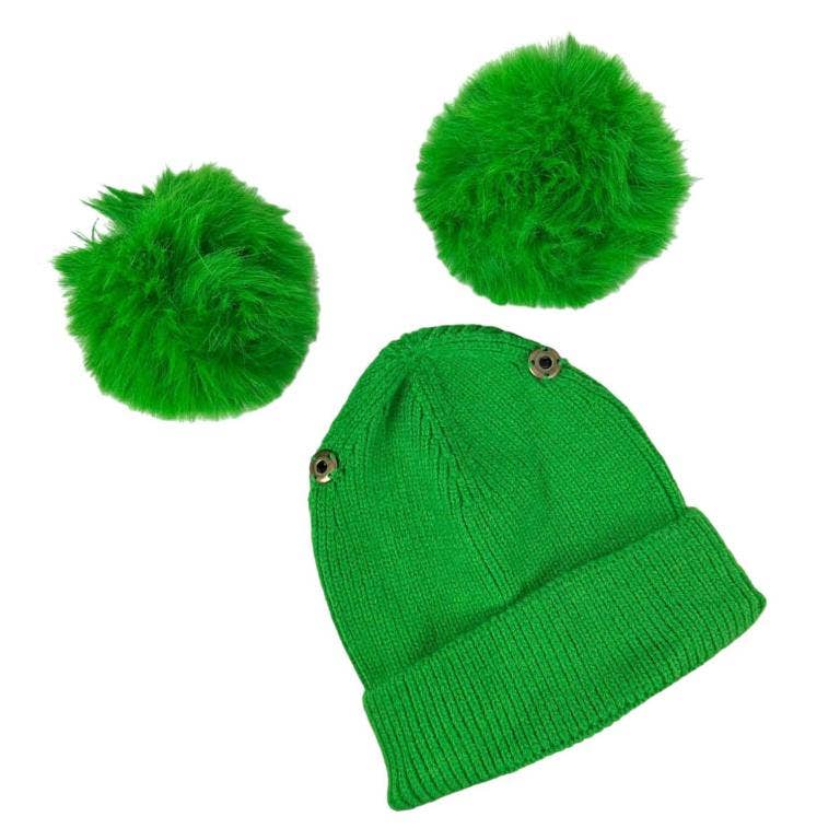 Multicolour Wool and Cashmere Hat with 2 Removable Pompoms. Rebates for wholesale on Faire3
