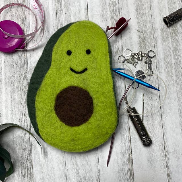 It's an Avocado Felt Notions Bag for wholesale by frabjousfibers.com