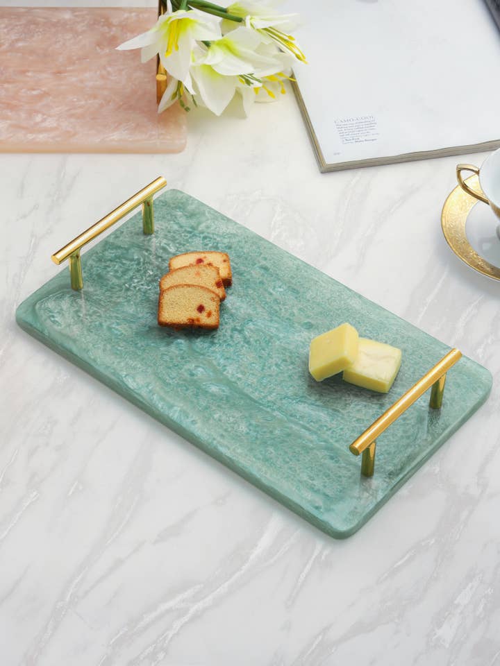 Blue Resin Serving Board with Handles for wholesale by Tiramisu