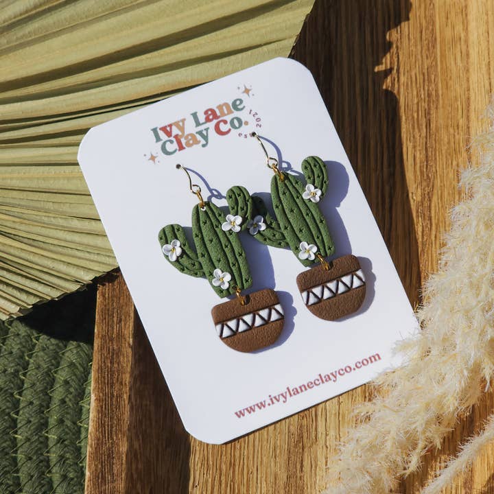Ivy Lane Clay Co. - Vente Boucles d'oreilles pendantes - Plantes et pots | Cottagecore | Boucles d'oreilles en pâte polymère14