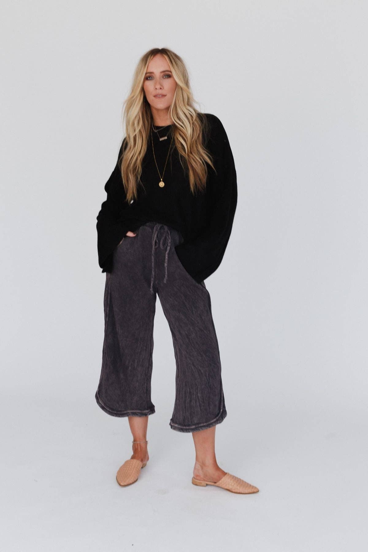 Three Bird Nest - Wholesale Pants - Women's - So Comfy Wide Leg Pant Petite Length - New Charcoal1