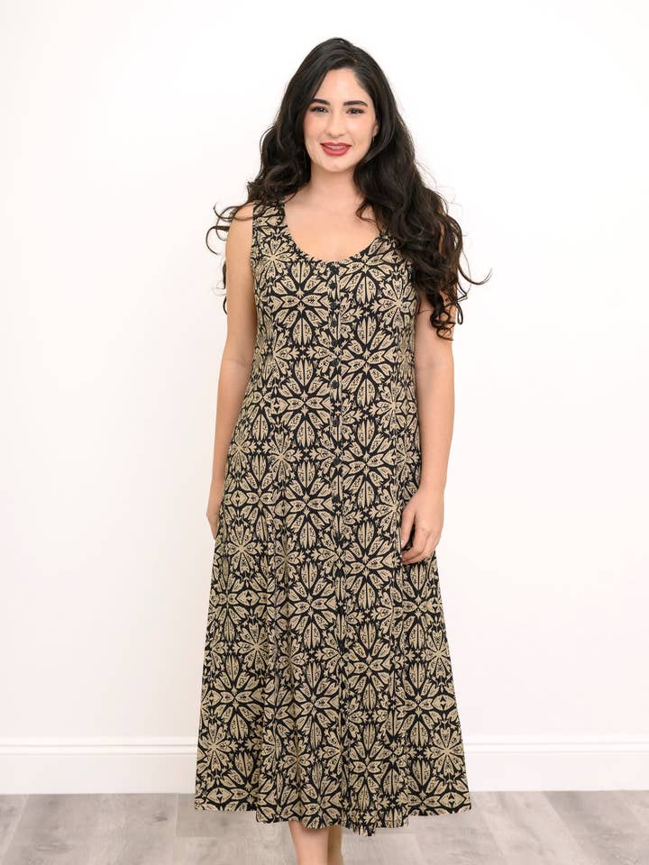 Madison Klänning, Sand Ventana, Linne Bambus för wholesale av Blue Sky Clothing Co LLC