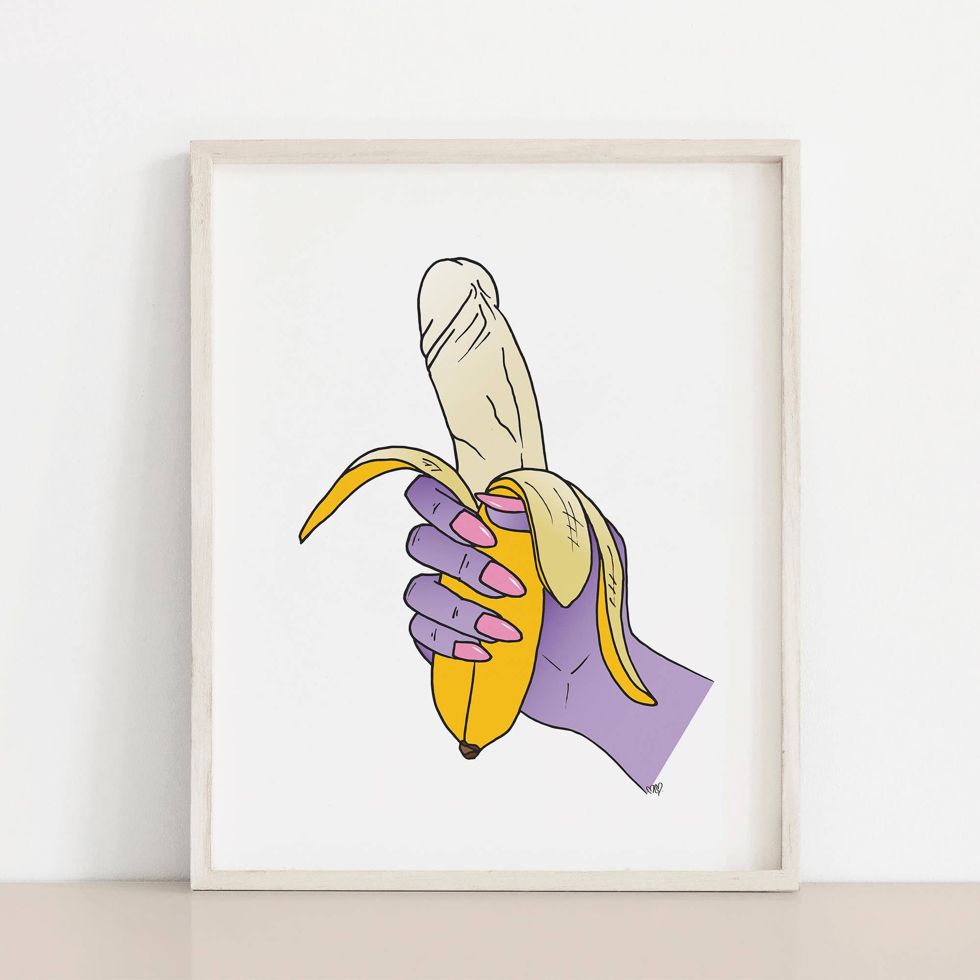 Wholesale 8.5 x 11 Banana Penis Purple Hand Art Print for your store - Faire